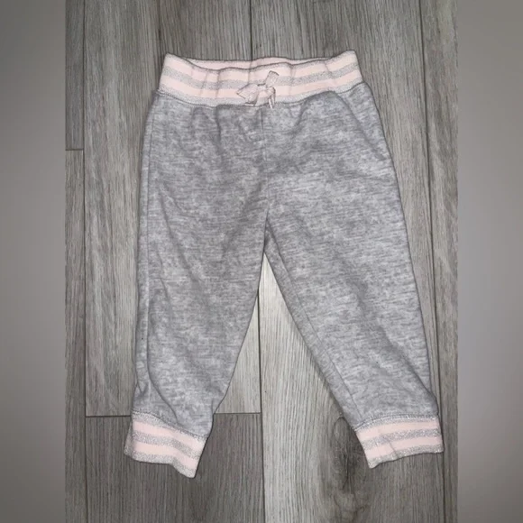 5/$15 George Light Gray and Pink Baby Fleece Sweat Pants - Picture 1 of 3